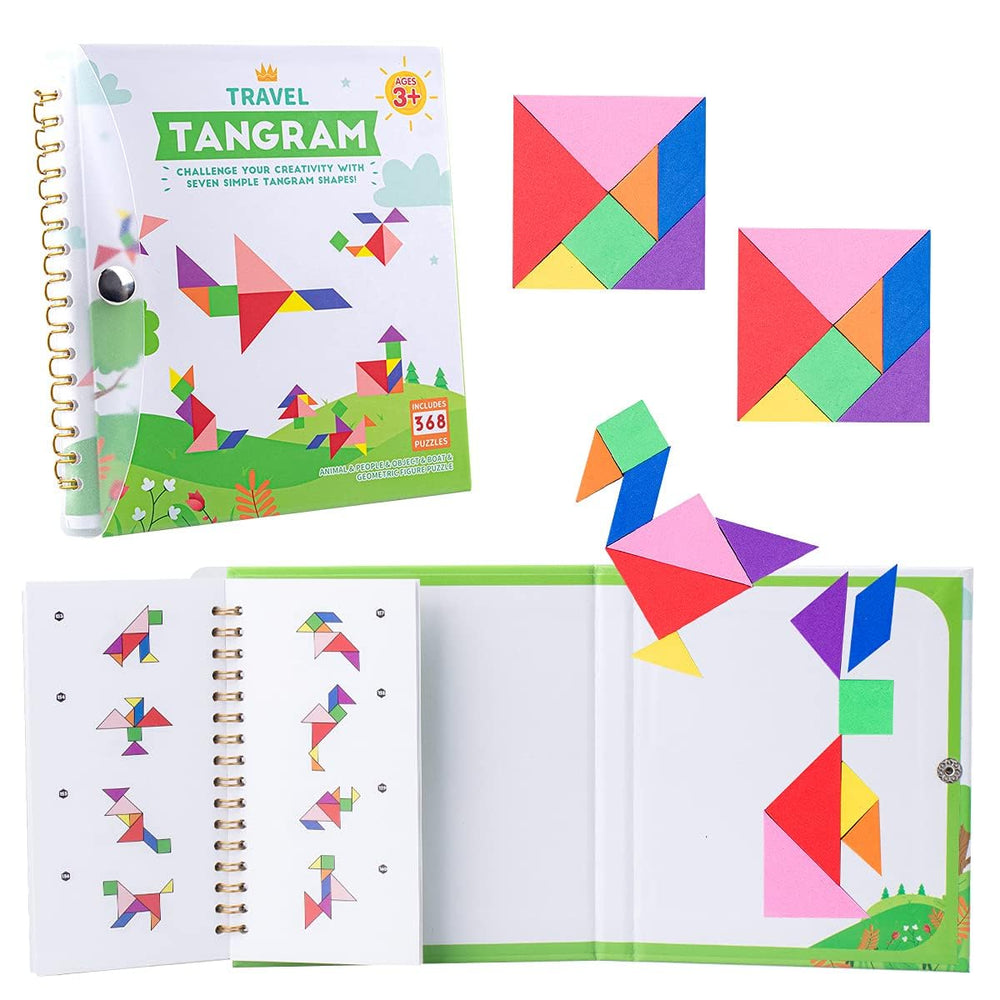Vanmor Travel Tangram Puzzle board – colorful shapes for portable brain-teasing during travel