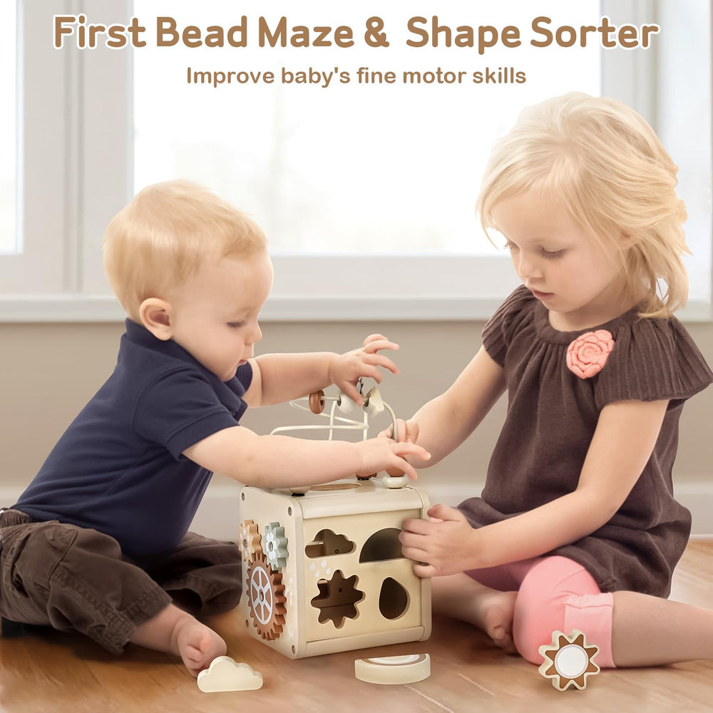 Vanplay 5-in-1 activity cube clock helps toddlers explore time concepts playfully