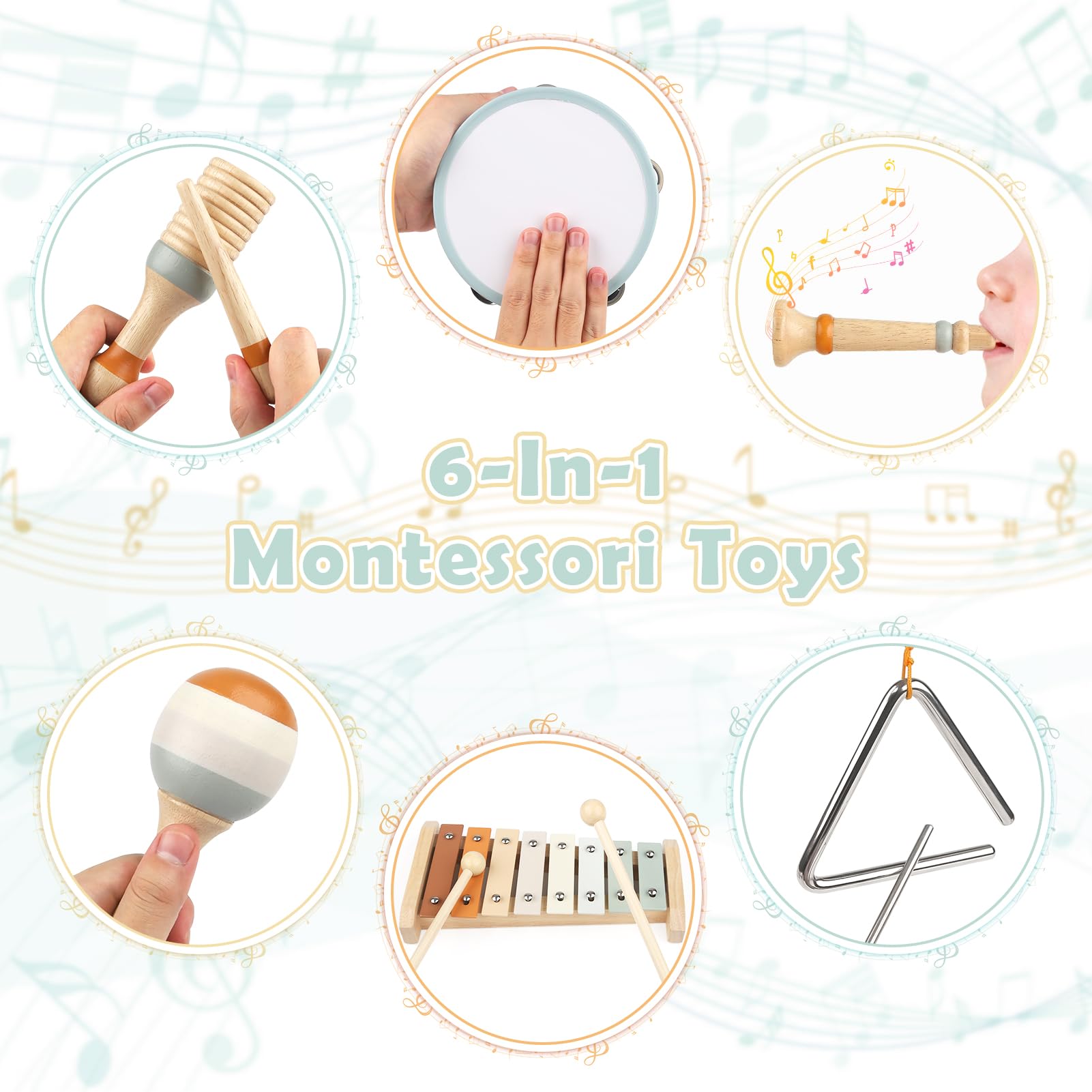 Vanplay 6-in-1 wooden tambourine for clap along sessions