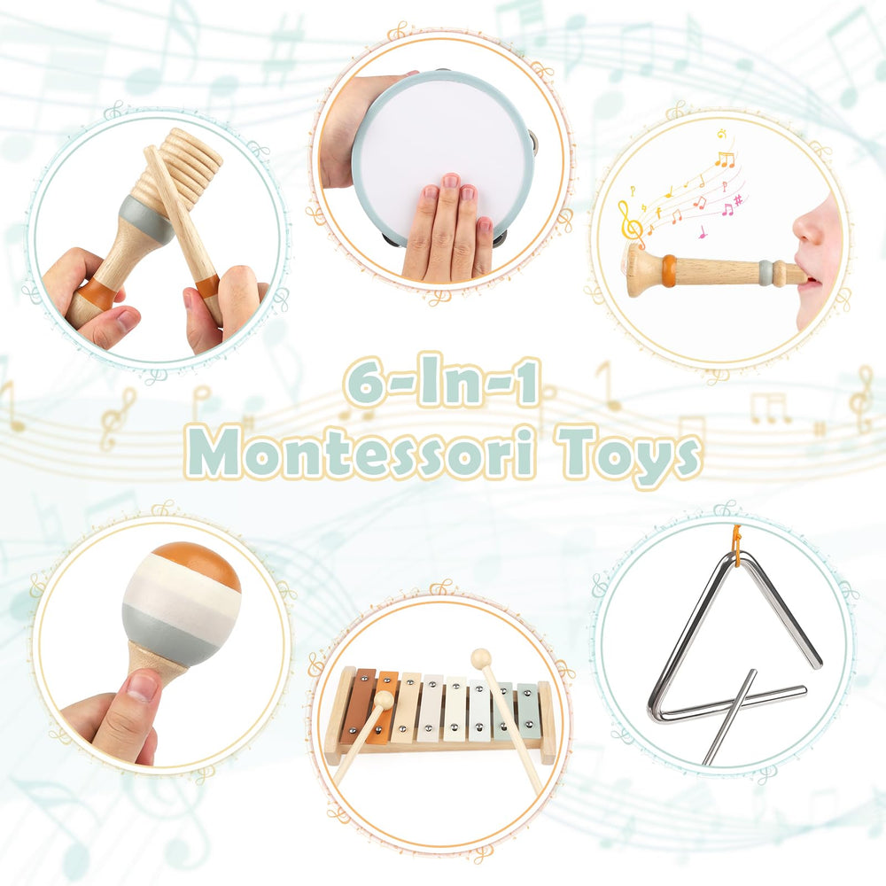 Vanplay 6-in-1 wooden tambourine for clap along sessions