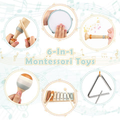 Vanplay 6-in-1 wooden tambourine for clap along sessions