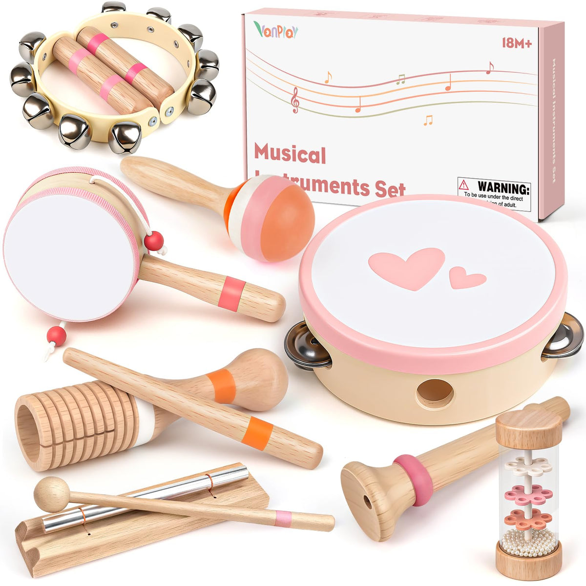 Vanplay 8-piece musical set for toddlers ready for rhythm exploration.