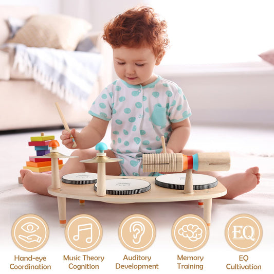Vanplay 8-in-1 instrument features three drums and two cymbals for exploring rhythm.