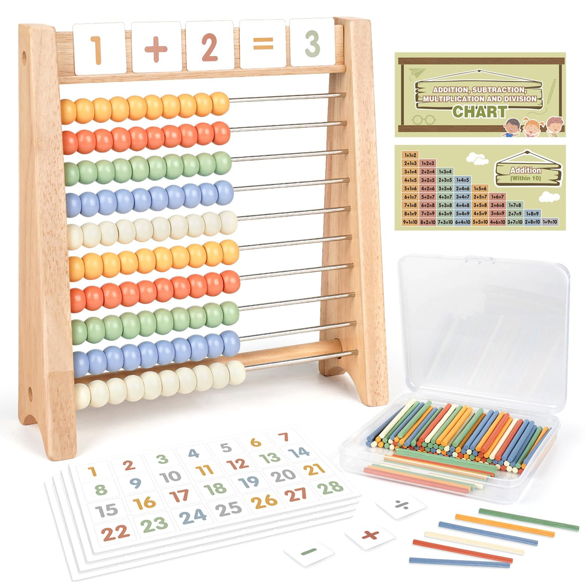 Vanplay Abacus for Kids Math with 112 cards for early math practice.