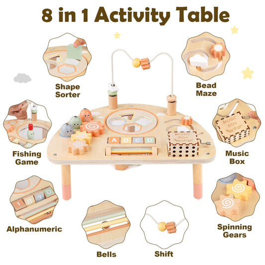 Vanplay 8-in-1 activity table shape sorter supports early problem-solving skills.