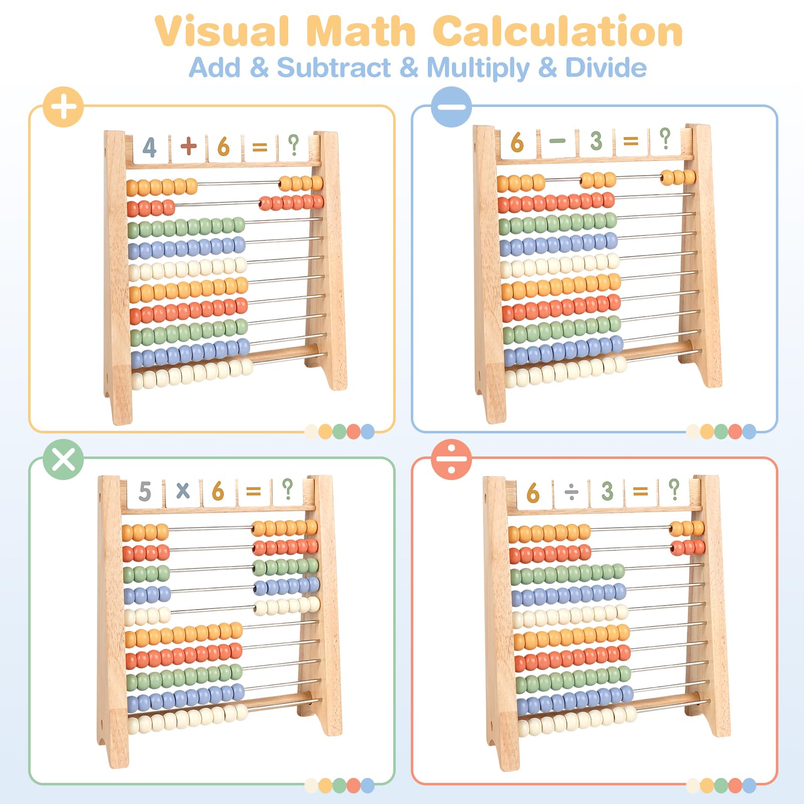Vanplay set featuring addition, subtraction, multiplication, and division tables for practice.