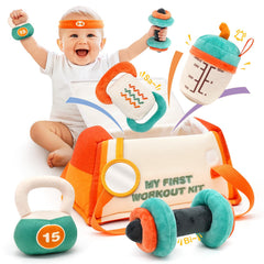 Vanplay kettlebell plush — soft textures promote early grasp and exploration.