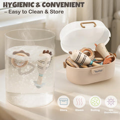 Vanplay dishwasher-safe teethers for easy cleaning and hygiene.