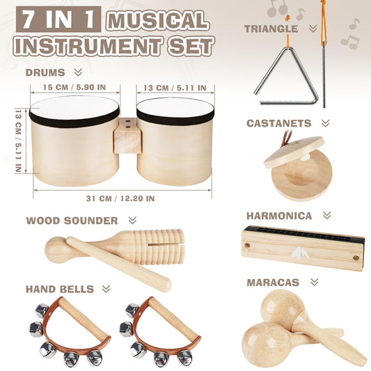 Vanplay Kids Drum Set hand bells close-up, encouraging sensory play and rhythm recognition