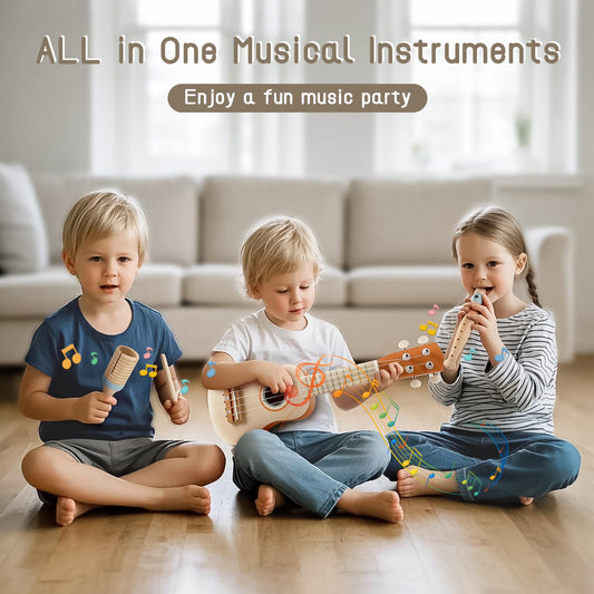 Vanplay Kids Guitar Set maracas to spark kids' sense of rhythm during playtime.
