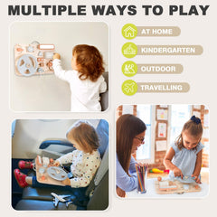 Vanplay Montessori Busy Board horn button adds interactive sound for focused play