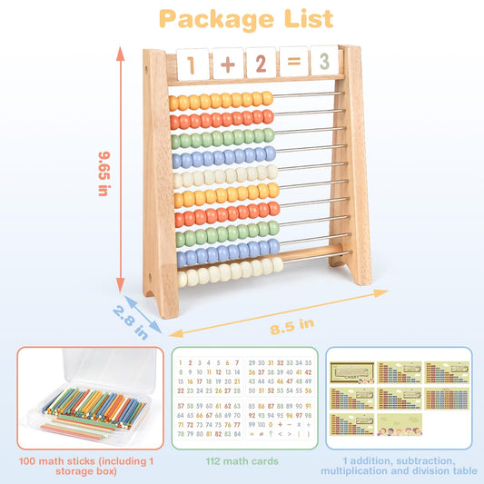 Vanplay wooden abacus with 100 counting sticks for hands-on calculation.
