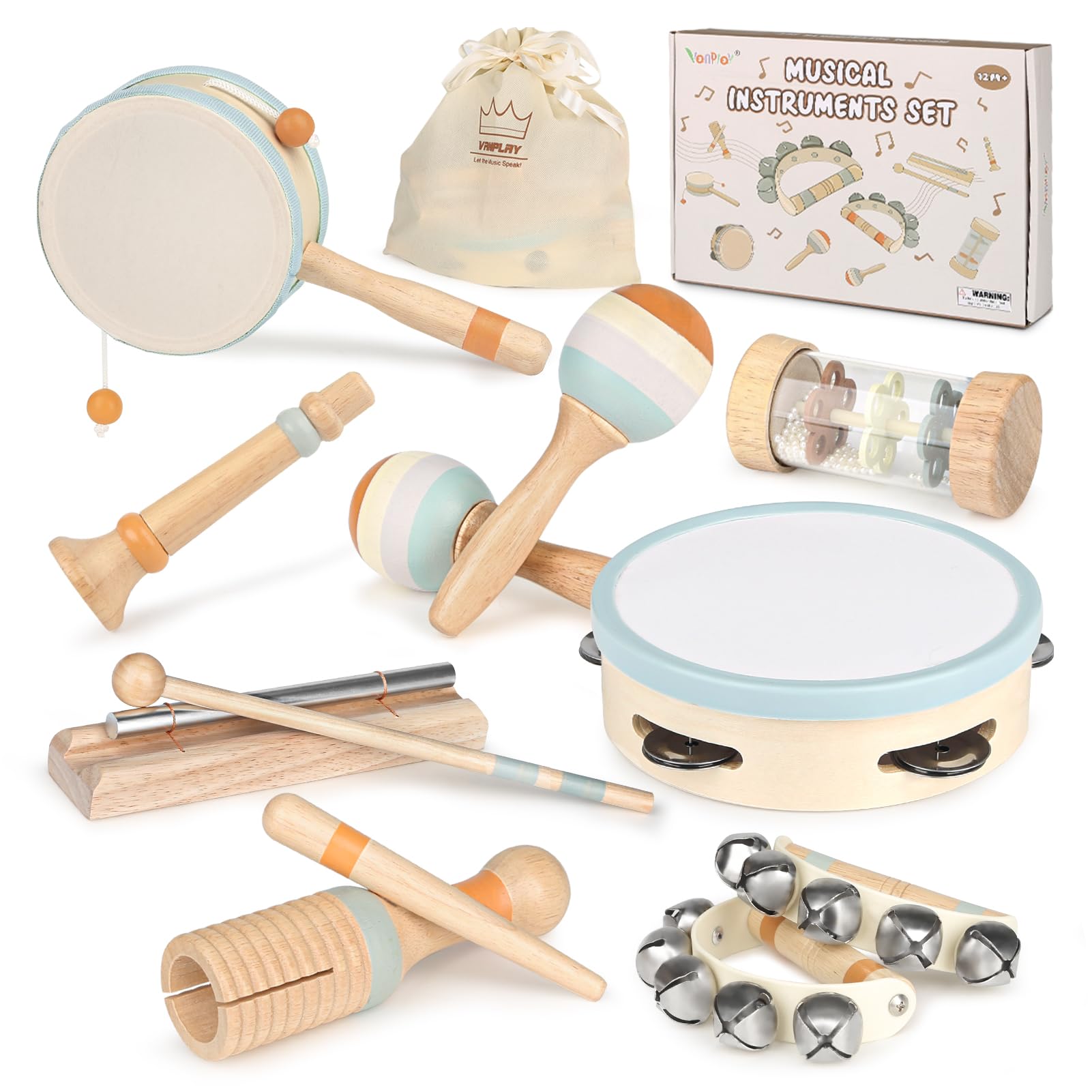 Vanplay wooden drum for toddlers—durable, safe rhythm exploration.