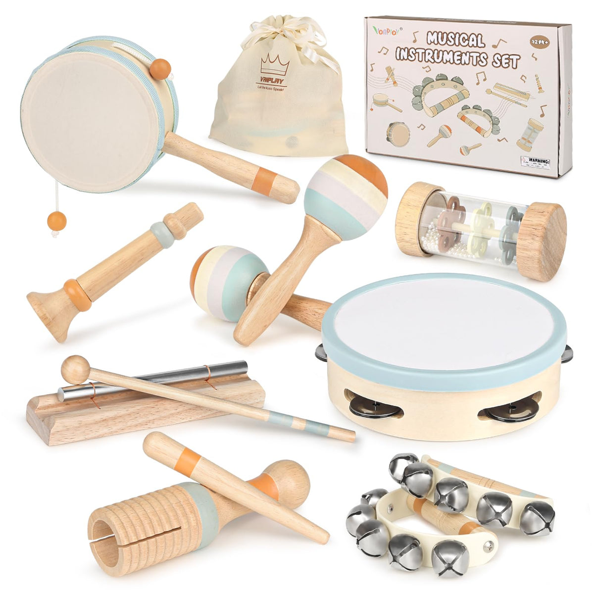 Vanplay wooden drum for toddlers—durable, safe rhythm exploration.