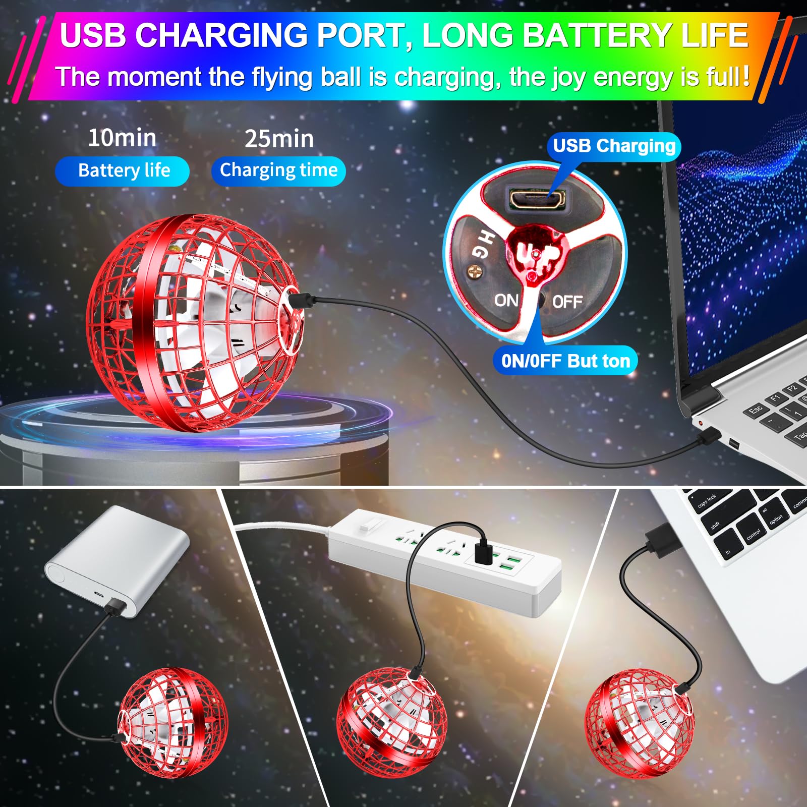 Vantexi Flying Orb Ball USB charging cable enables quick recharges
