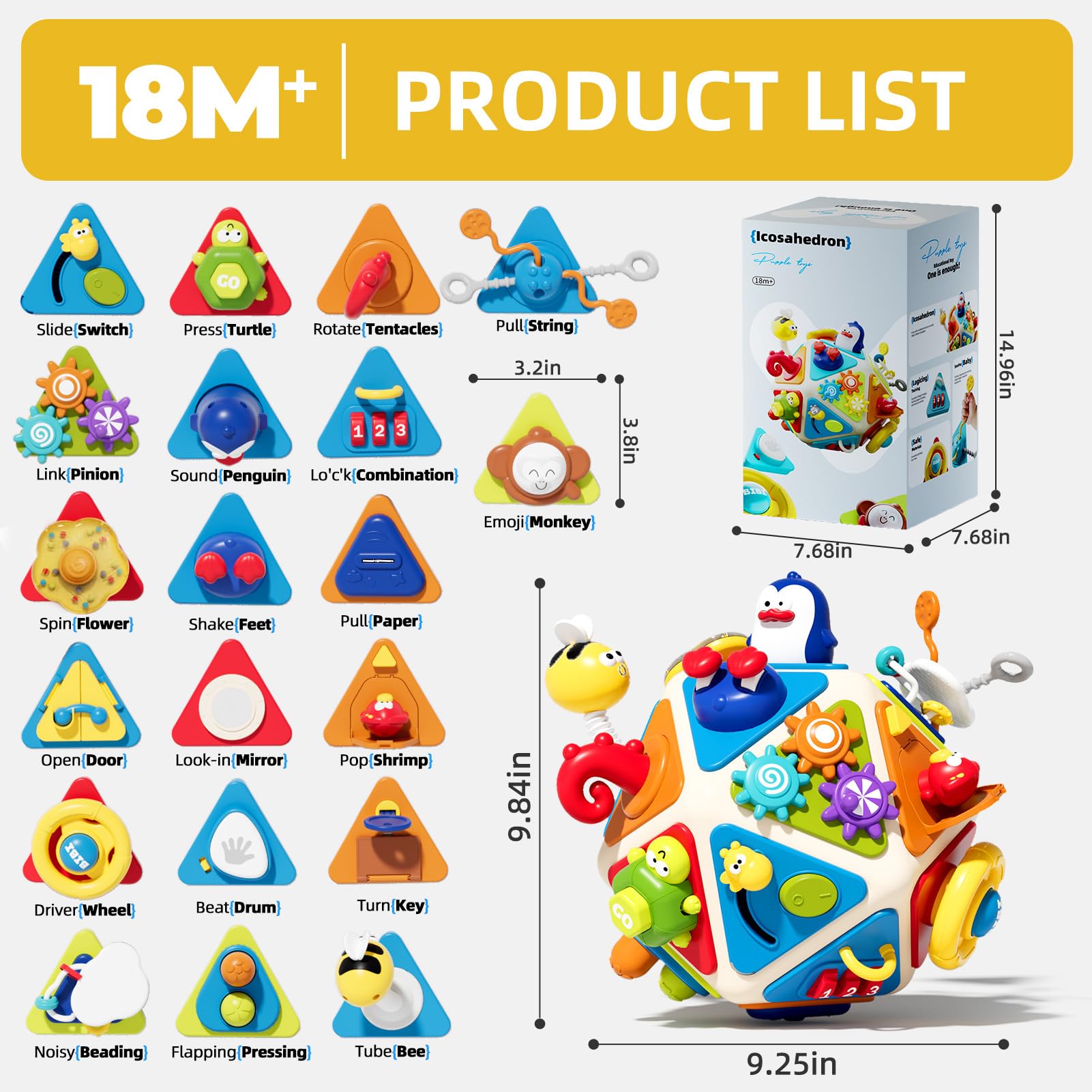 Vanvimen 20-in-1 Busy Board cube number recognition introduces early math