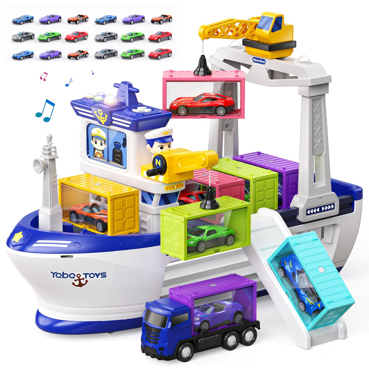 Vanvimen cargo ship toy with cranes and containers sparks imaginative port play.