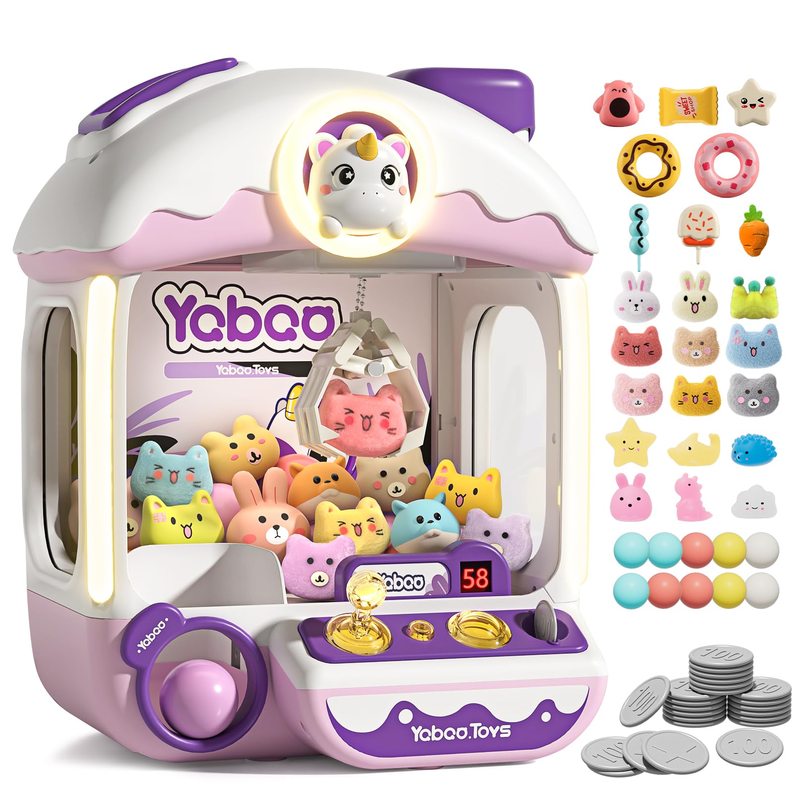 Vanvimen large unicorn claw machine front view for kid-friendly playtime