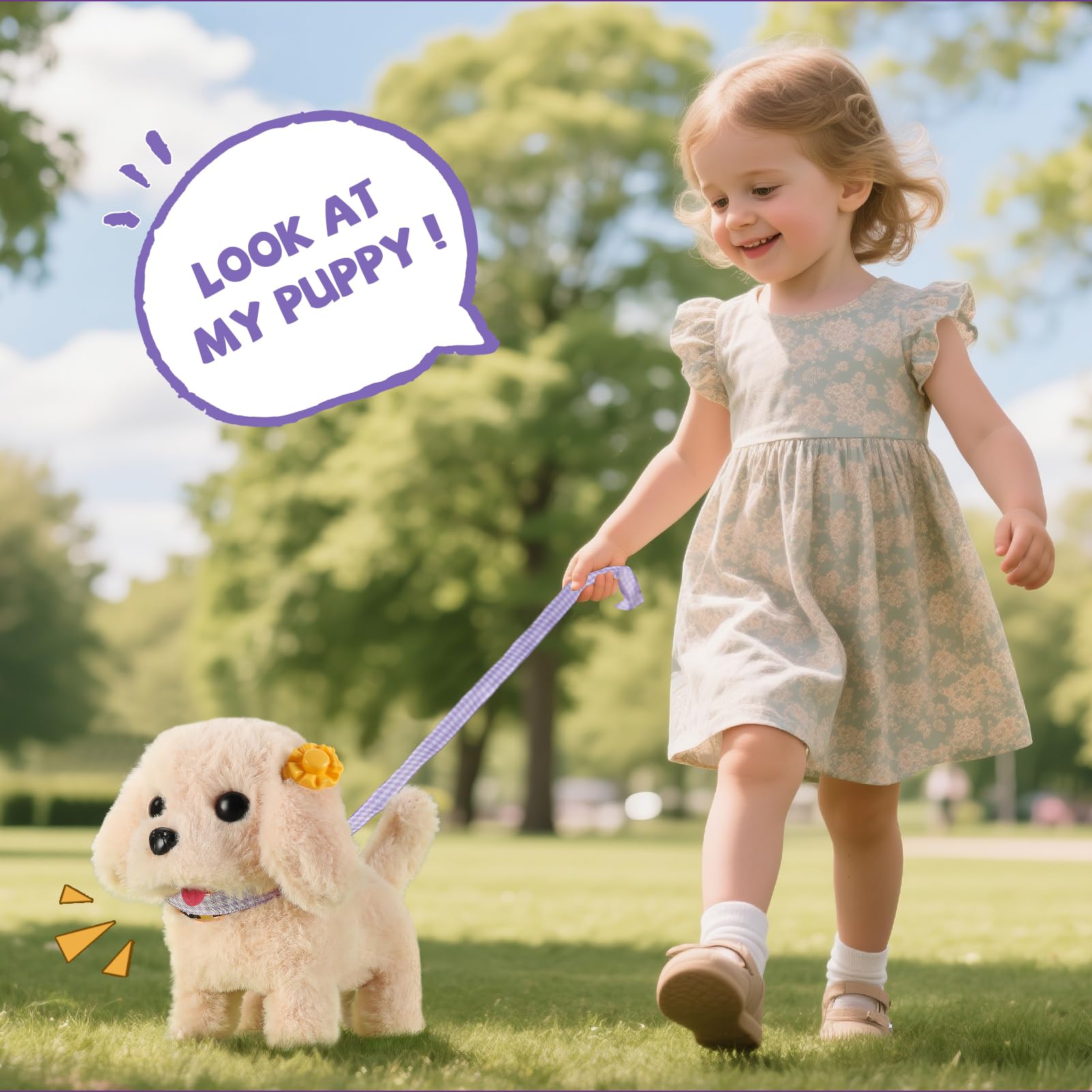 Vanvimen robot dog toy head-pat triggers playful sounds for interactive fun.