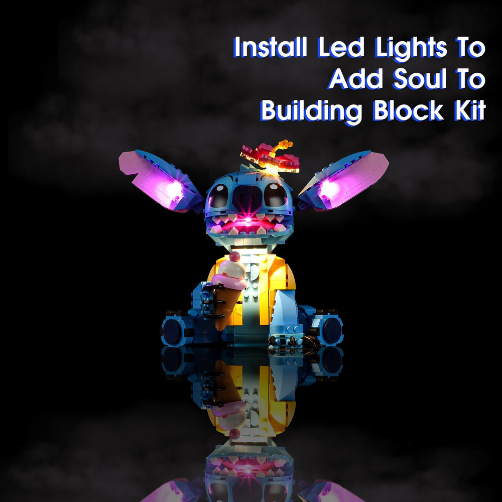 Vaodest LED light for LEGO 43249 Stitch accents the flower detail with glow.
