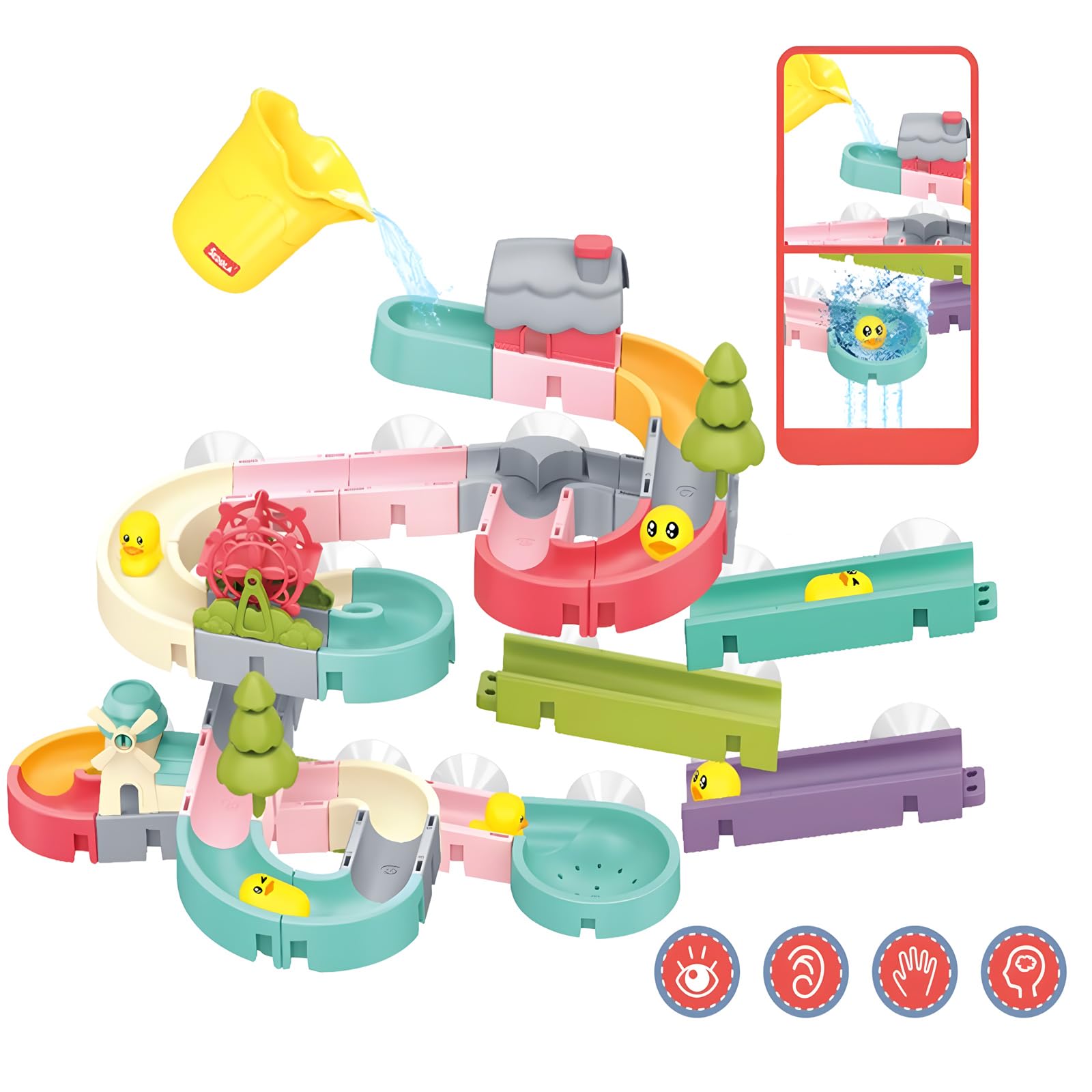 Vaofrean 62pcs toddler bath toys kit for imaginative water play.