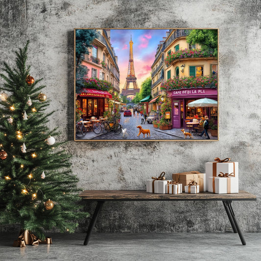 VAOWO Charming Paris cityscape at dusk, engaging scene for evening puzzling.