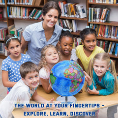 VAP globe invites family learning with latitude and longitude lines.