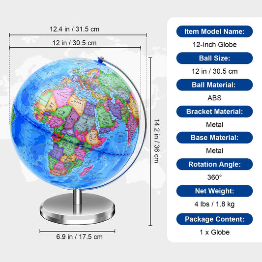 VAP globe on sturdy metal stand provides stable desk display.