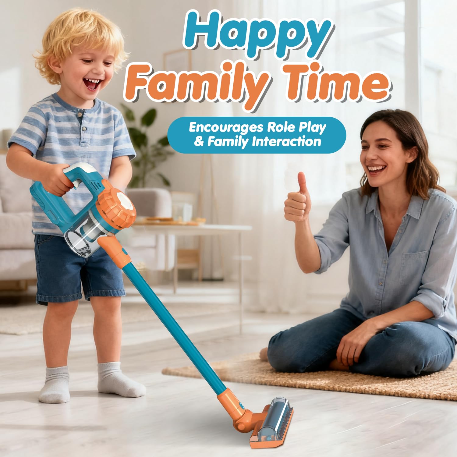 VARANO 3-in-1 Kids Vacuum battery-compartment visible, powers ongoing play sessions.