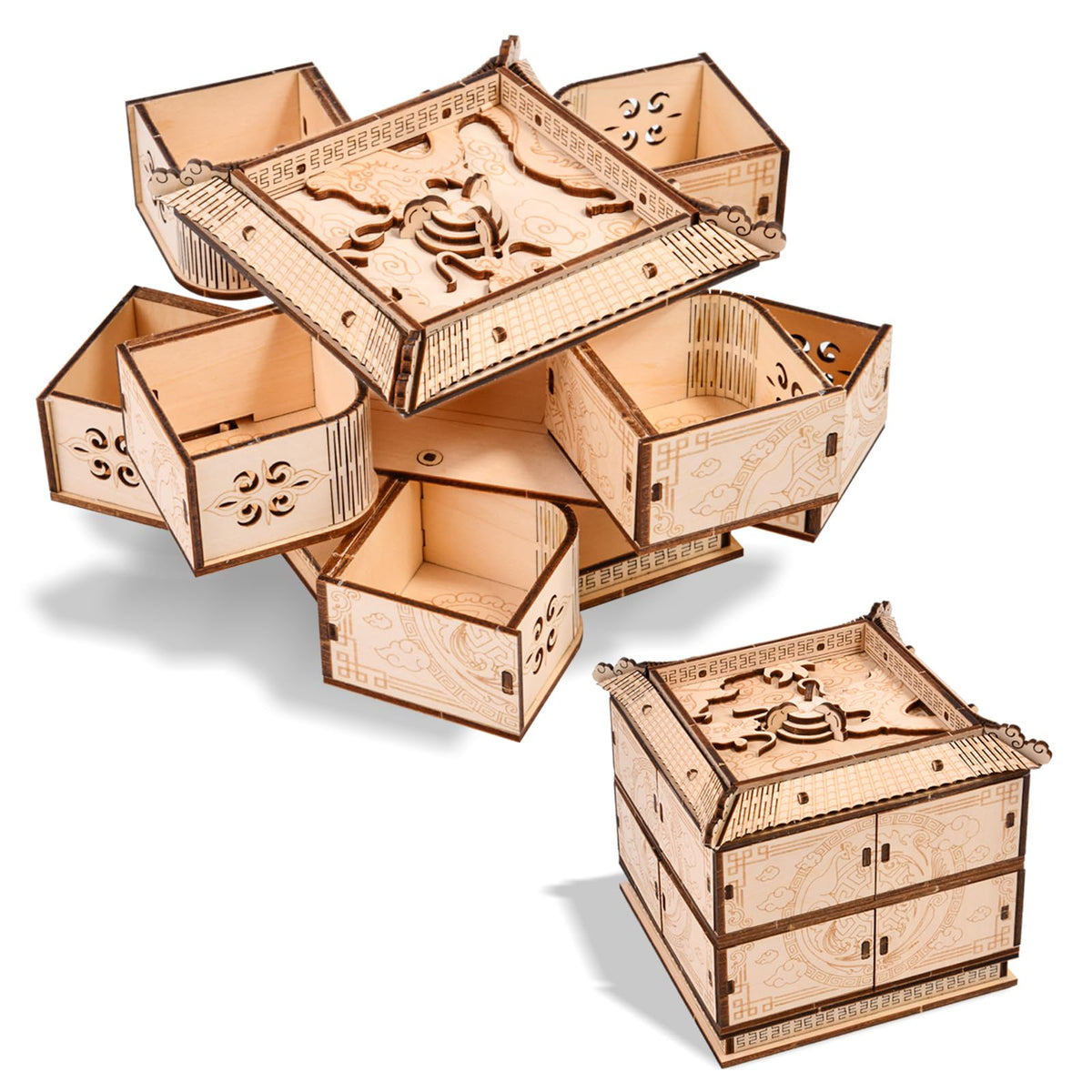Varbertos 3D dragon treasure box cover showcases elegant craftsmanship for organized keepsakes.