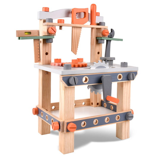 Varbertos wooden tool bench with hammer for imaginative construction play