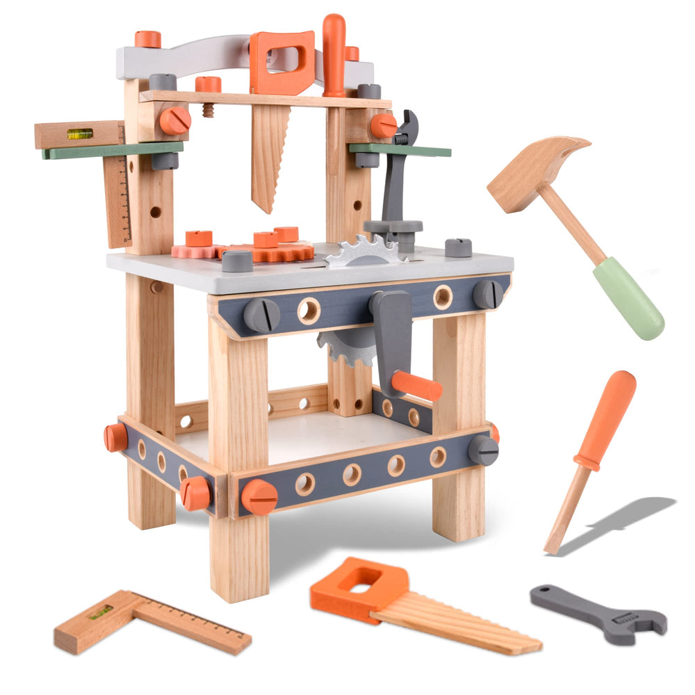 Varbertos wooden tool bench storage compartment keeps accessories organized