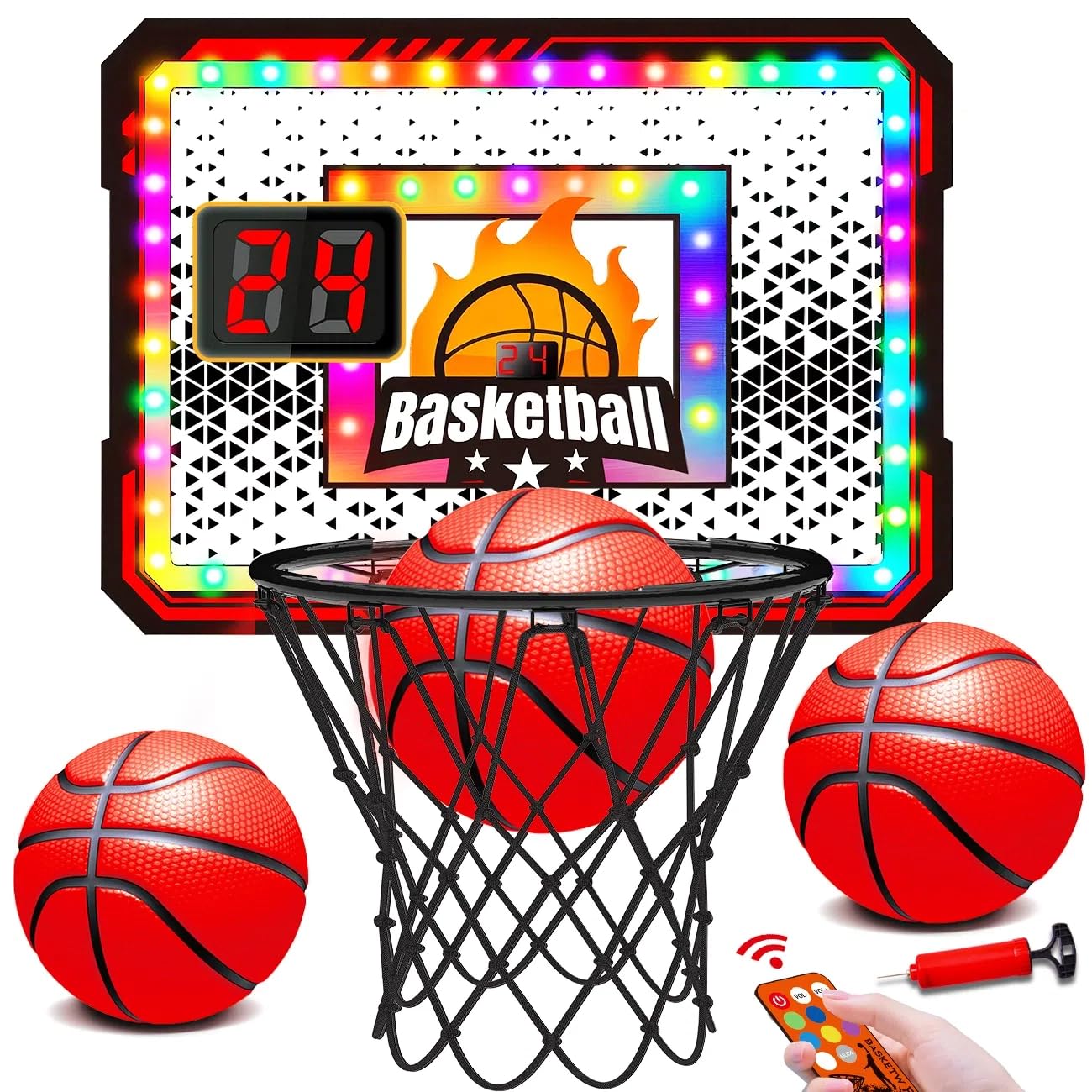 VATOS basketball hoop on a door for quick setup and active kid-friendly play.