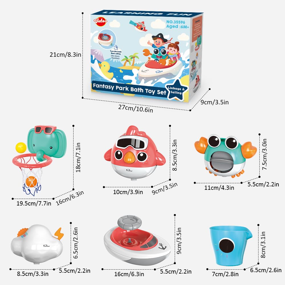 VATOS bright bath toy set fuels engaging bath time moments.