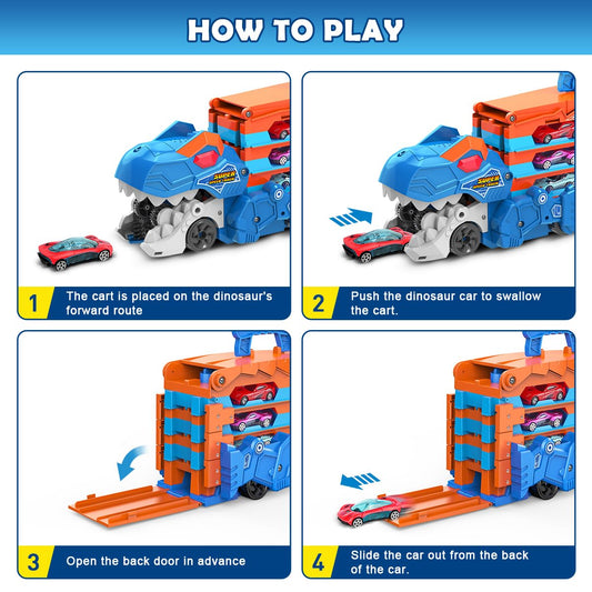 VATOS dino-truck drawer design attracts kids with interactive folding.