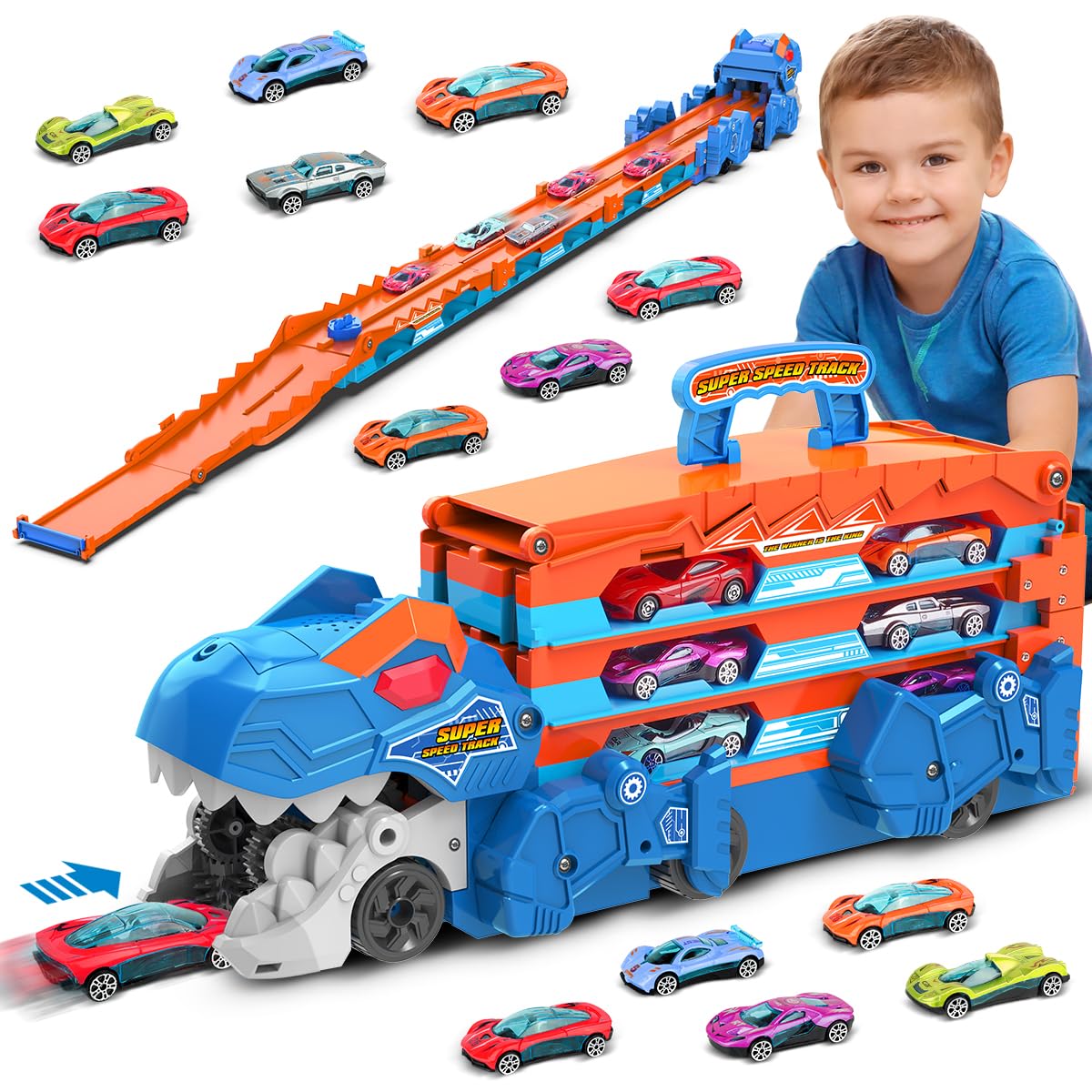 VATOS dinosaur-truck folding track sparks imaginative play and simple cleanup.