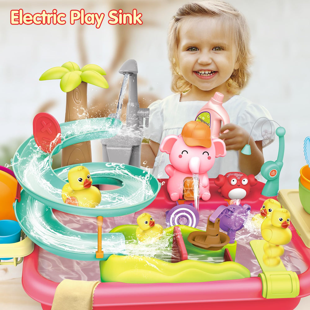 VATOS duck slide toy on water table boosts active splash and imagination