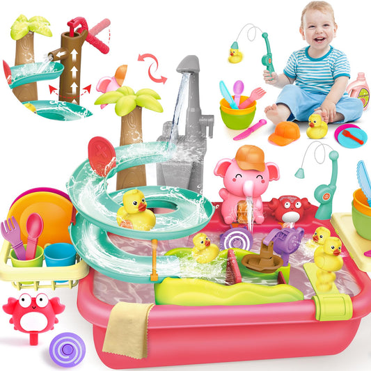 VATOS electric faucet play sink with running water for immersive pretend kitchen play