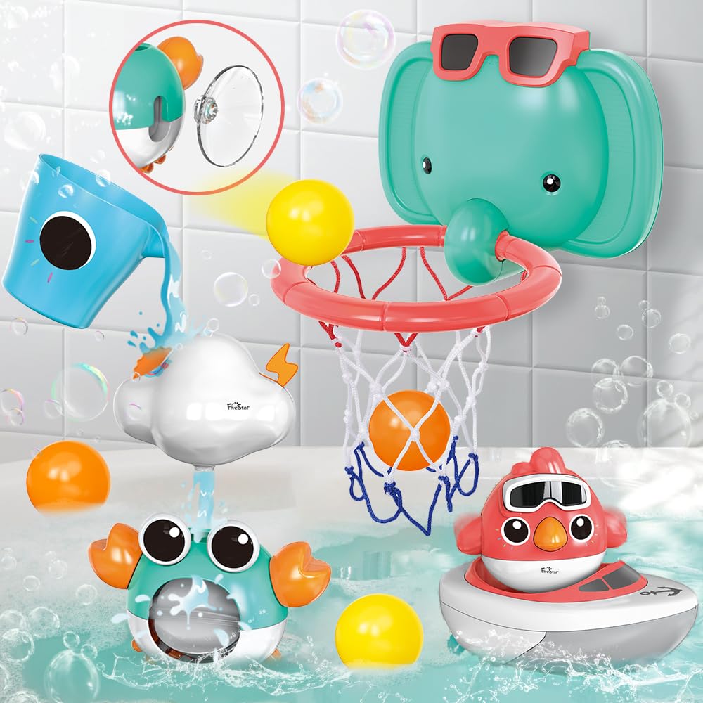 VATOS elephant basketball hoop bath toy for water play and coordination.