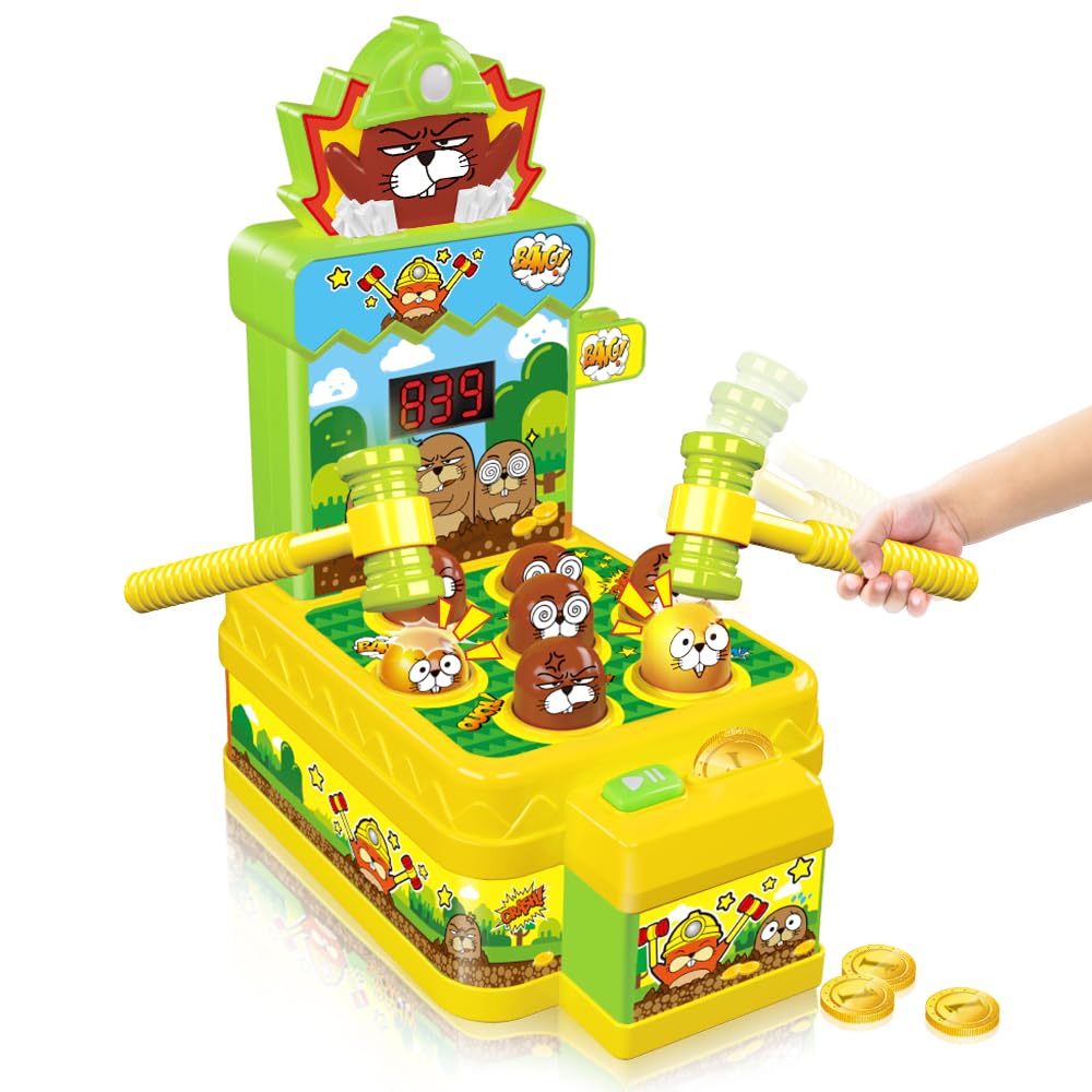 VATOS Hammer Game with two hammers on a tabletop arcade for interactive play
