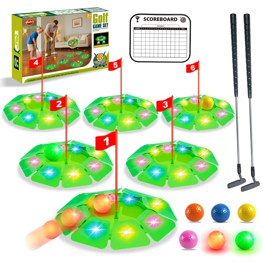 VATOS light-up golf putting set with six glowing holes for night practice
