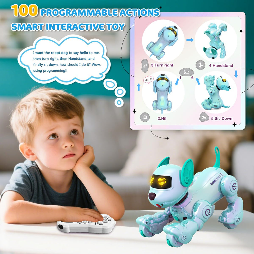 VATOS robot dog blue in-motion rolling action invites energetic play.