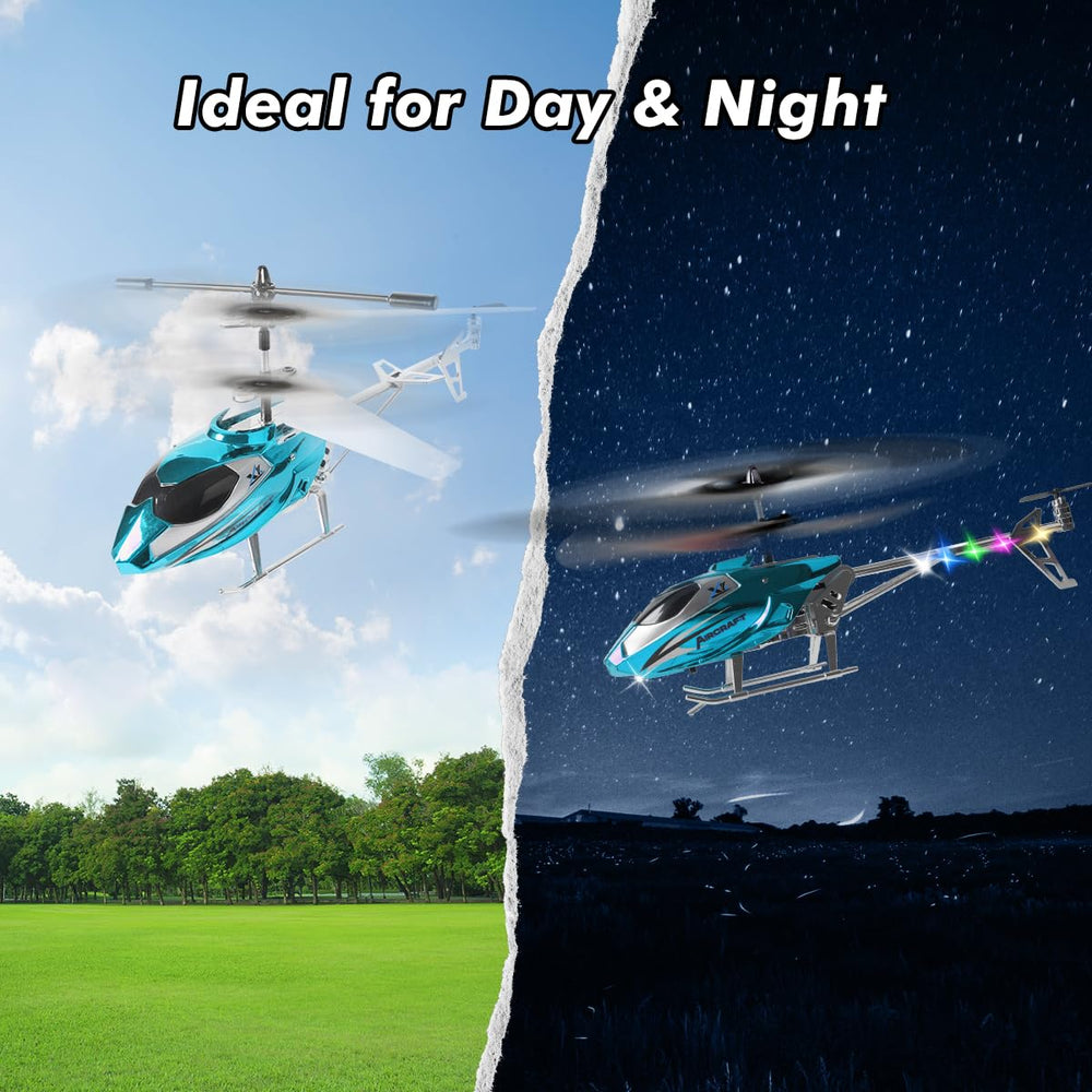VATOS RC Helicopter showing one-key takeoff for easy starts.