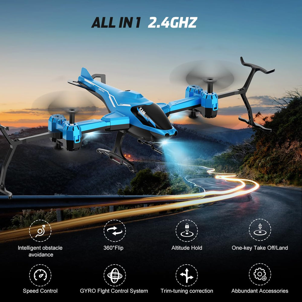 VATOS RC helicopter with two high-capacity batteries for longer play.