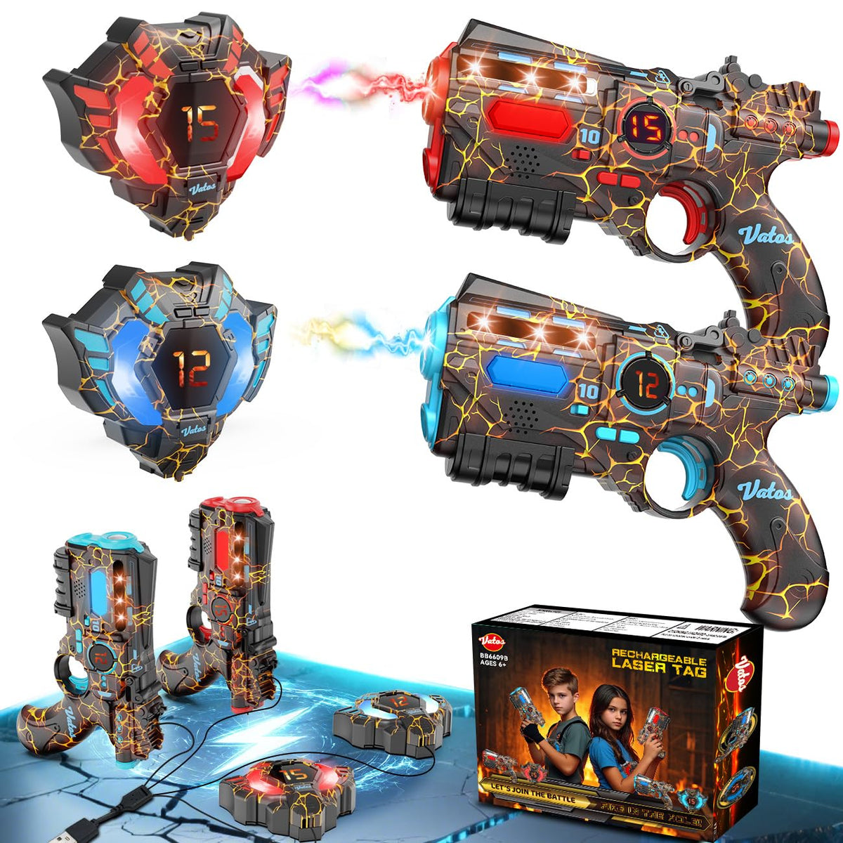 VATOS rechargeable laser tag set guns in outdoor action for family fun