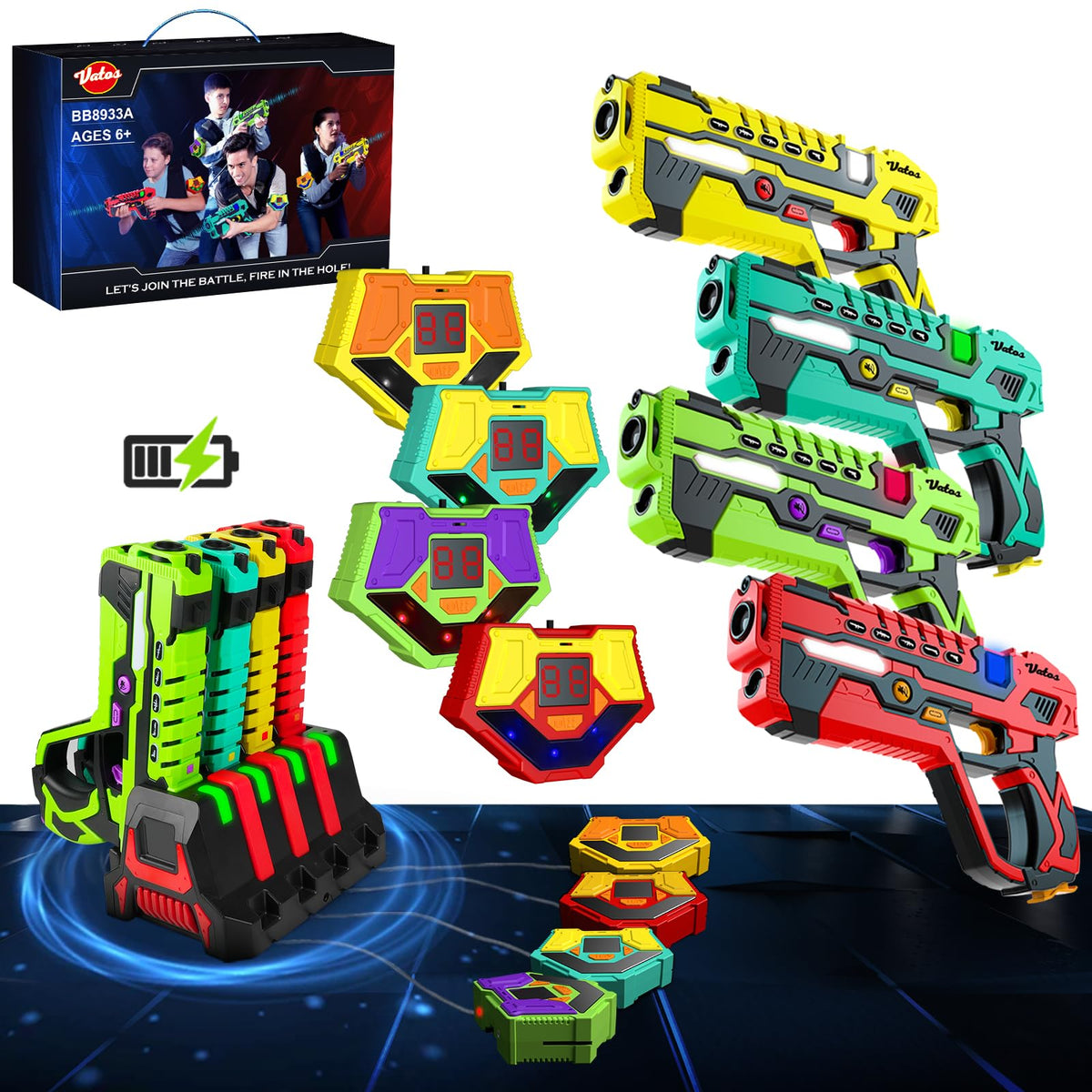 VATOS lazer tag guns charging dock enables quick recharging for all units