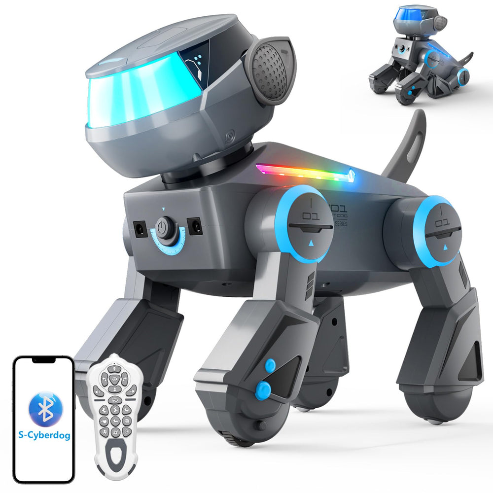 VATOS robot dog with LED eyes for engaging, interactive play.