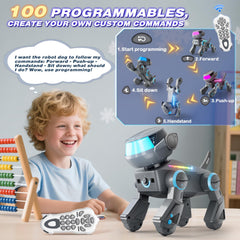 VATOS robot dog supports 100 programmable actions for routines.