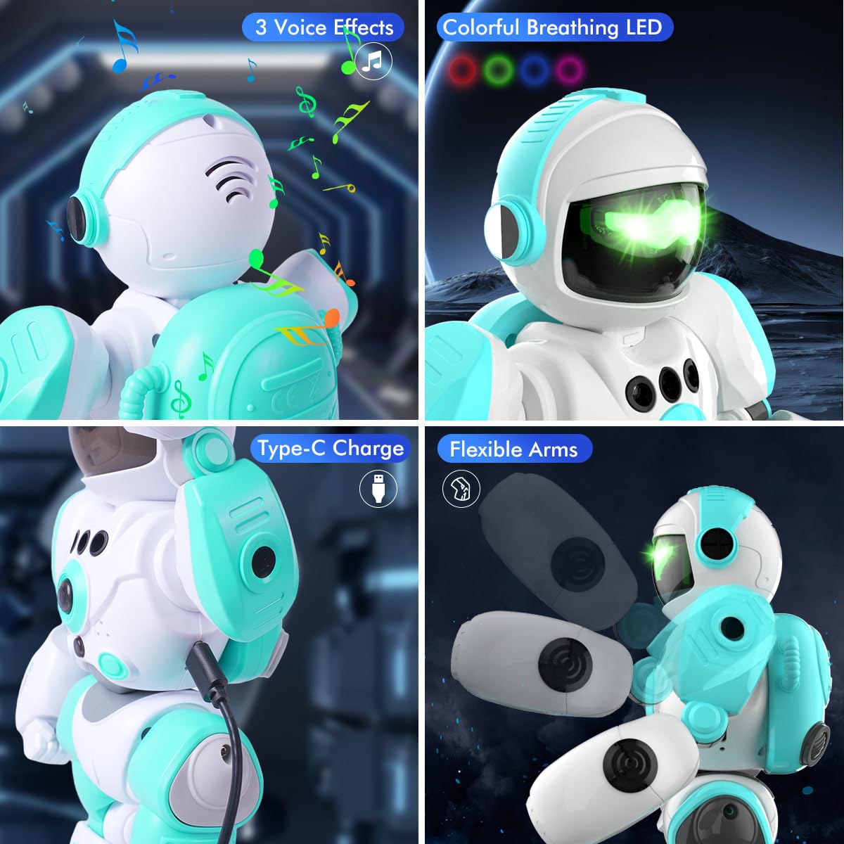 VATOS robot toy LED breathing light enhances visual appeal
