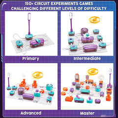 VATOS components like switches and resistors arranged for varied experiments.